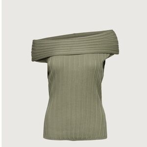 Oak + Fort Off Shoulder Top Xs Green